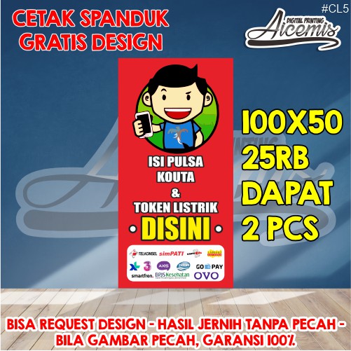 spanduk 1 hari jadi / spanduk banner etalase konter pulsa / spanduk konter hp / banner konter pulsa