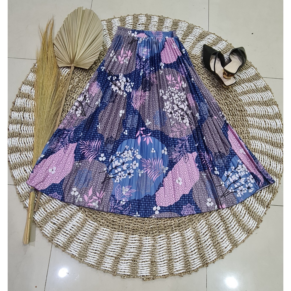 GS- ROK PLISKET PANJANG BUNGA SAKURA/ROK PLISKET MUSLIM/ROK PLISKET MAYUNG/ROK WANITA/MAXY SKIRT