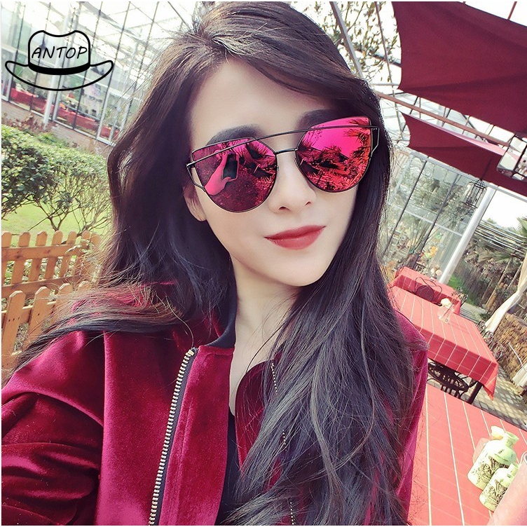 Antop！Wanita Kacamata Hitam Gaya Mata Kucing Metal Cat Eye Women Sunglasses