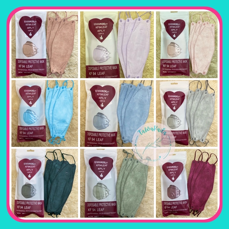 UTAMA Masker KF94 4ply Warna KF94 UtamaXcareLeaf isi 10pcs Izin Kemenkes