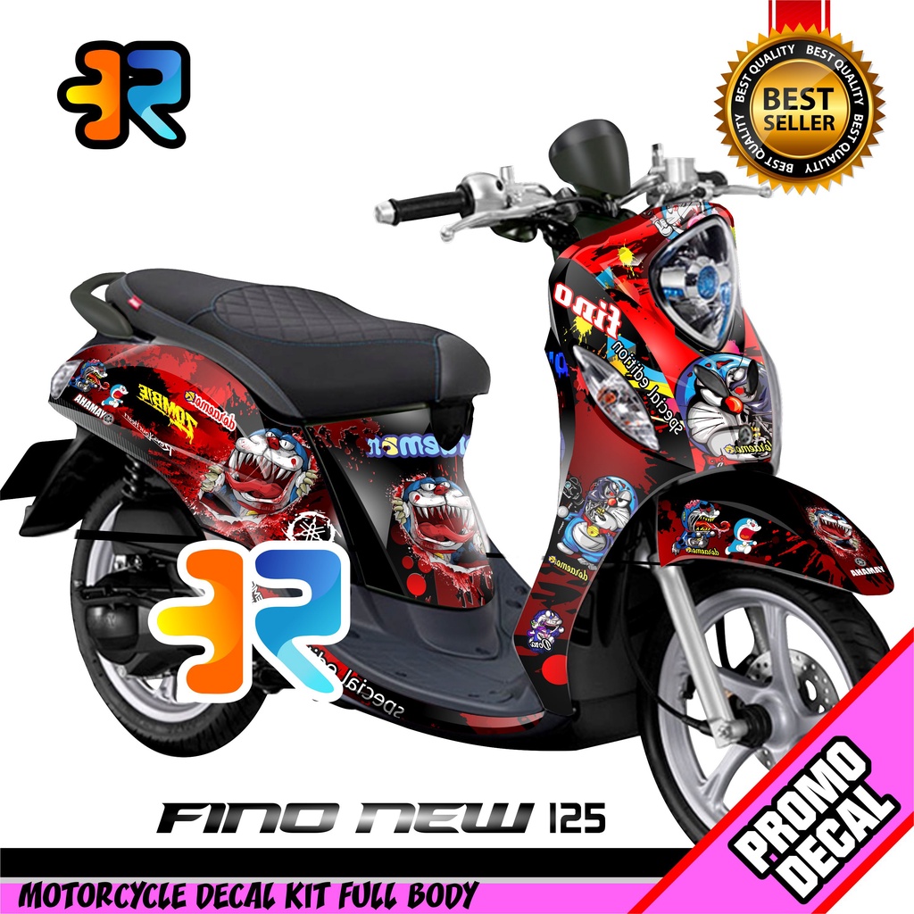 Decal Motor Fino New 125 Desain Doraemon Zombie Sticker Full Body
