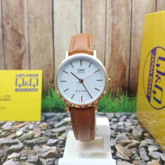 QQ QQ Model DW Jam Tangan Wanita Kulit Cokelat Q979J101Y Original