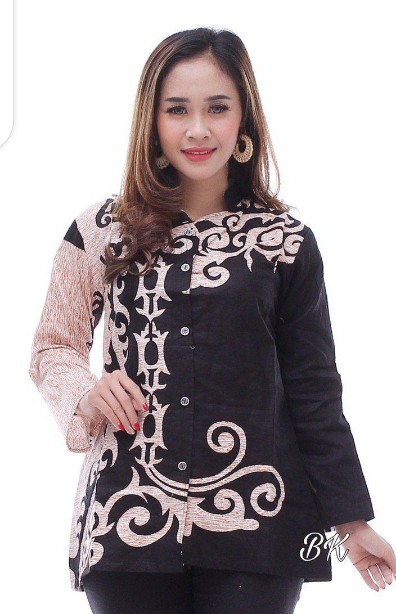 Atasan Blouse Batik Mosa Wanita Lengan Panjang Kancing Depan. Motif Idg Batik Pekalongan -272
