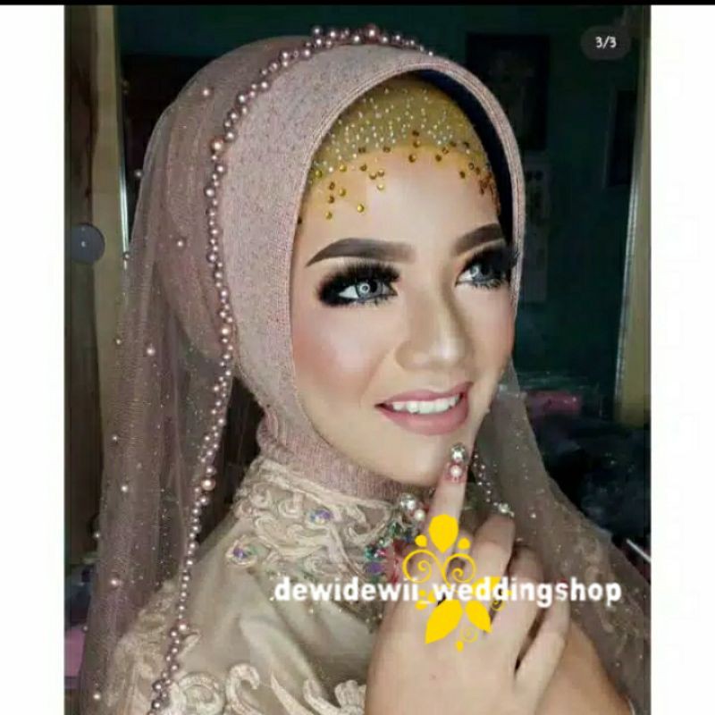 KERUDUNG PENGANTIN / VEIL MUTIARA POLOS / VEIL