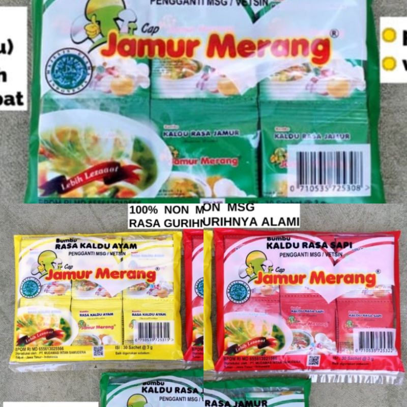 kaldu jamur merang alami non MSG HALAL MUI 3gr kaldu penyedap kaldu jamur sedap