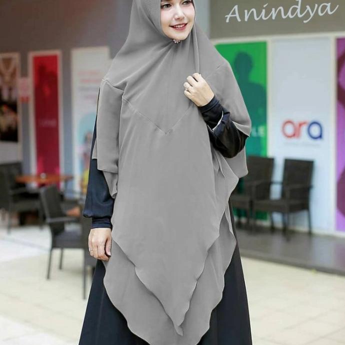 Jilbab Hijab Kerudung Instan Khimar Anindya Syari 2 Layer Jumbo Murah
