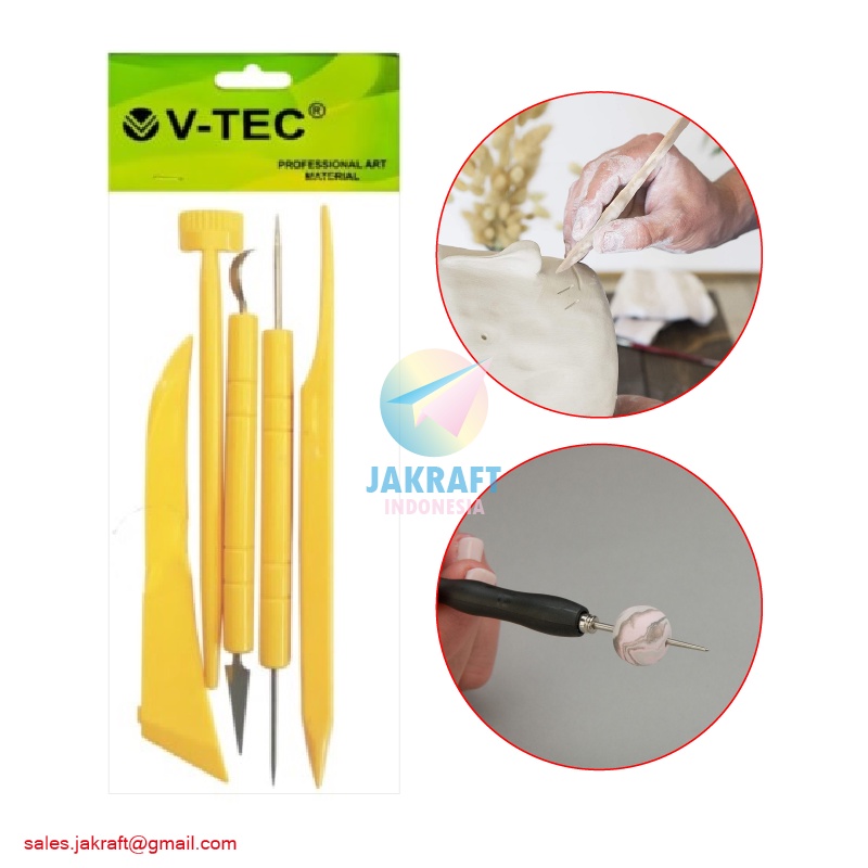 

(5 Pcs) Alat Ukir Clay Tanah Liat Set V-TEC VT-23/5 Lilin Plastisin Pottery Sclupting Tanah Liat Art Tools VTEC