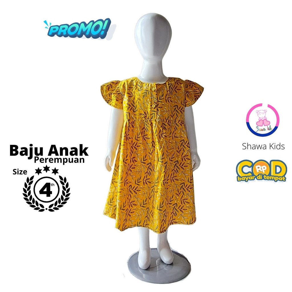 Dress Anak Perempuan Katun Jepang Baju Anak Perempuan Katun size 4 tahun