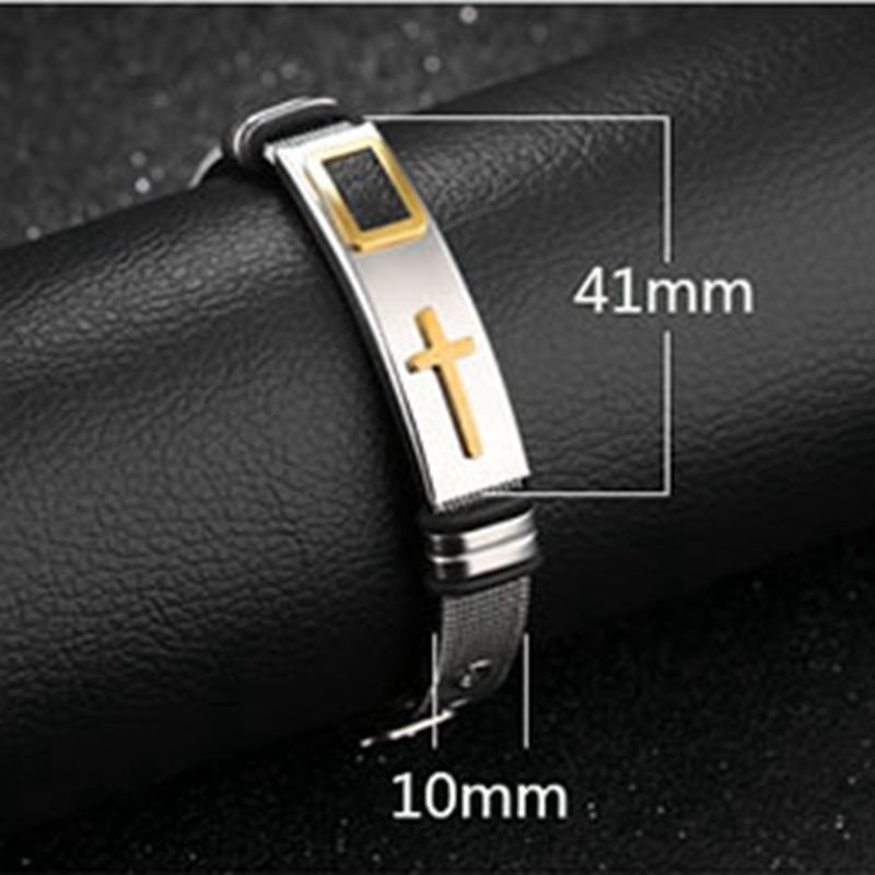 Fashion Men's Titanium Steel Cross Adjustable Bracelet Gold / Silver Jewelry