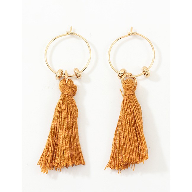 LRC Anting Tusuk Fashion Tassel Cross Portrait Seashell Love Geometric Earrings D46850