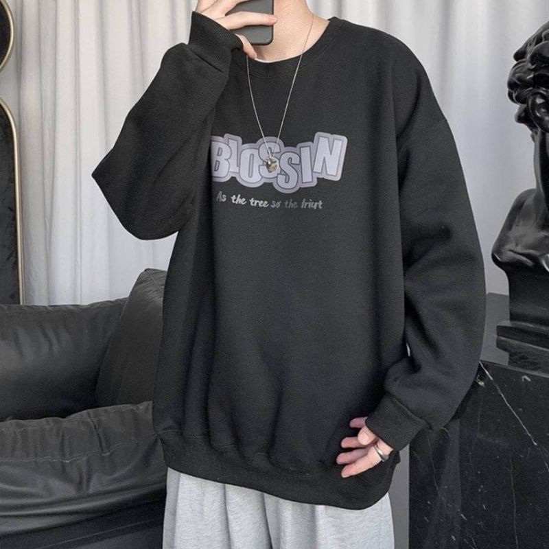 (S - XXXXL 5XL 6XL) Sweater Korean Urban Style BLOSSIN Crewneck Bigsize Jumbo Sweatshirt Harajuku Streetwear Fashion Unisex Oversize