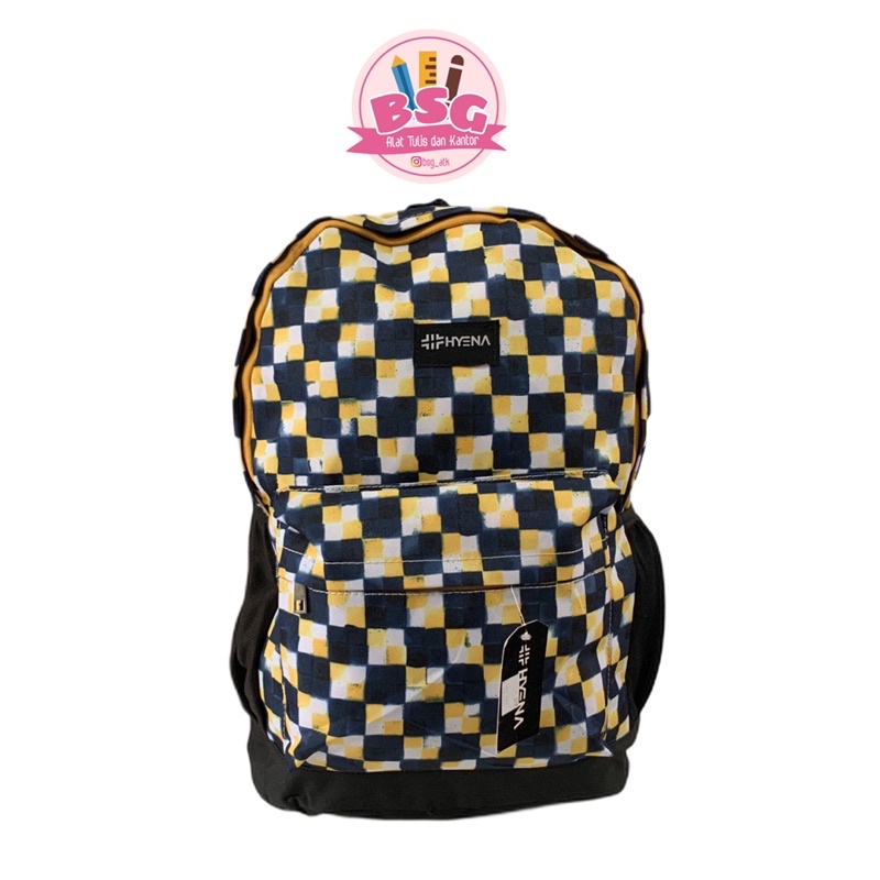 

Tas Ransel Backpack Cowok Cewek HYENA motif kotak kotak kuning