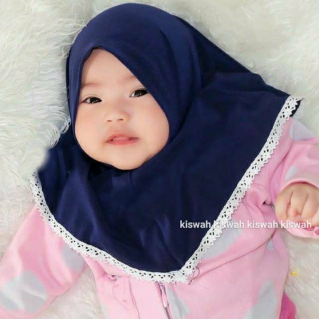 Jilbab Bayi Kiswah Renda &quot;BAHAN KAOS TEBAL&quot;