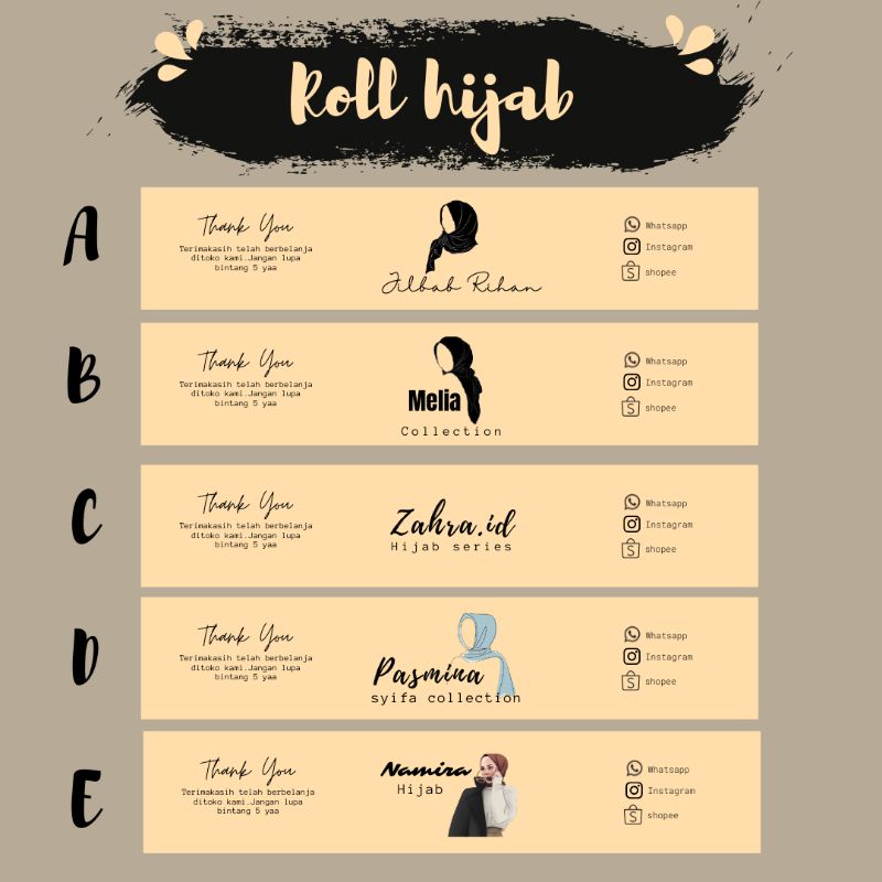 

Roll label hijab custom Roll Label souvenir