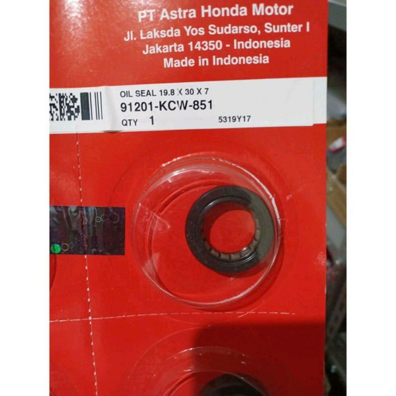 91201-KCW-851 Oil Seal Sil Water Pump Kruk As Kanan 19.8X30X7 Vario 110 CW Old