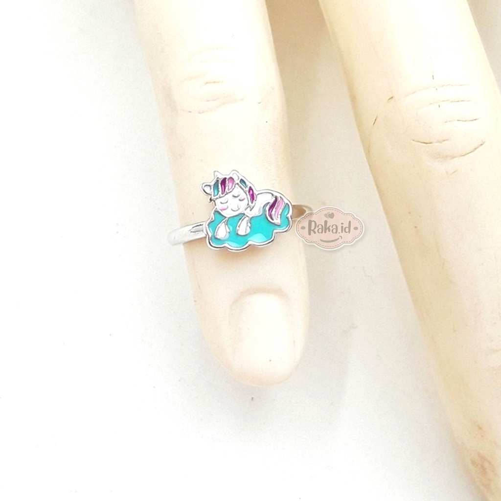 Cincin Anak Unicorn Sleeping Silver Perhiasan Cantik Anak Lapis Emas 18k 799