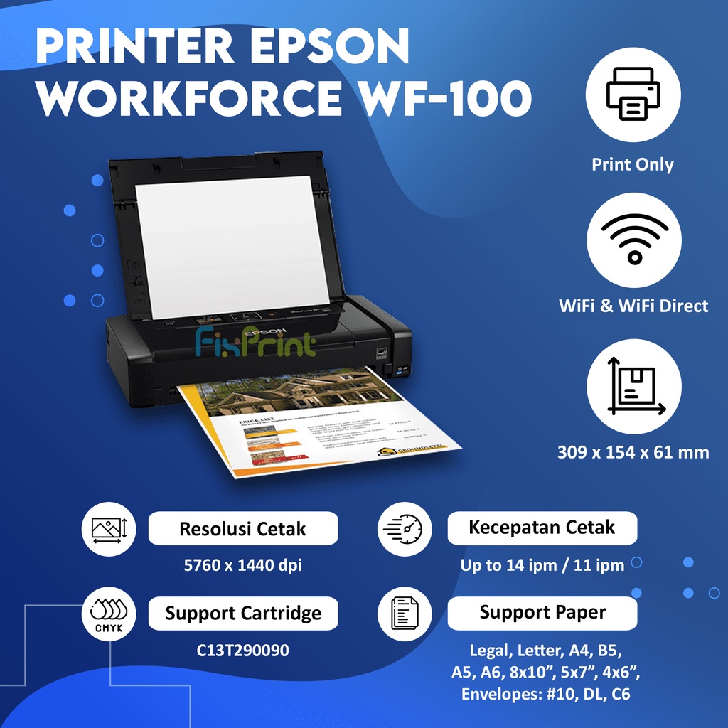 Printer Epson Inkjet WorkForce WF-100 WF100 WF 100 wf100 Wireless New