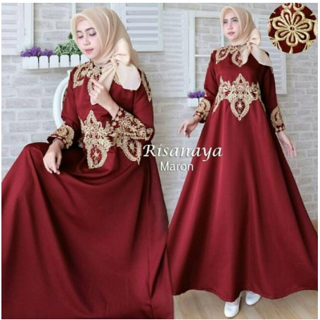 Ashanty Gown baju pesta Brokat Tabur mutiara velvet
