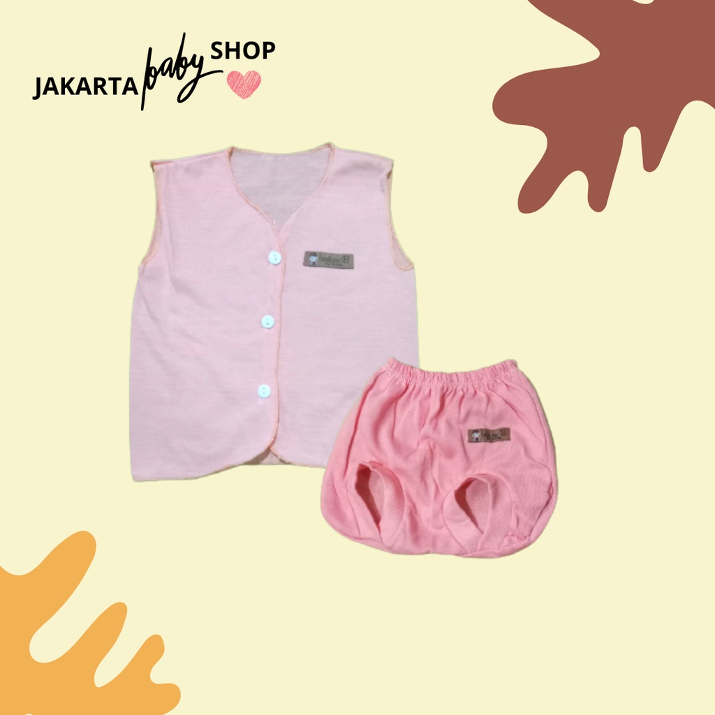 SETELAN BAJU BAYI BARU LAHIR TANPA LENGAN/ BAJU KUTUNG + CELANA POP KACAMATA  LUSIANA E 651011 &amp; 652203