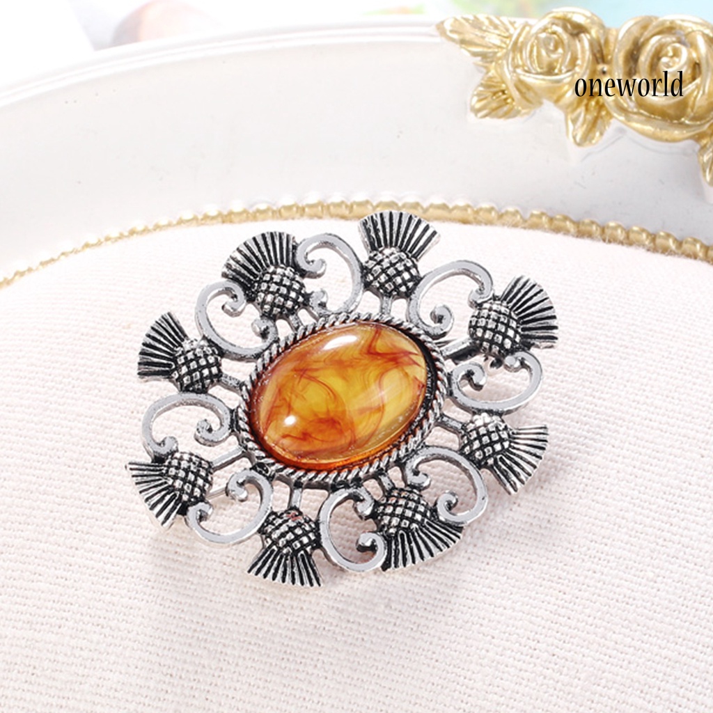 OW@ Brooch Pin Hollow Decorative Vintage Geometry Shape Brooch for Birthday Gift