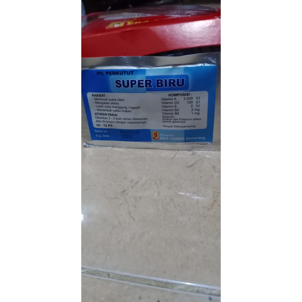 SUPER BIRU PIL PERKUTUT VITAMIN ELEKTROLIT UNTUK SEMUA JENIS PERKUTUT