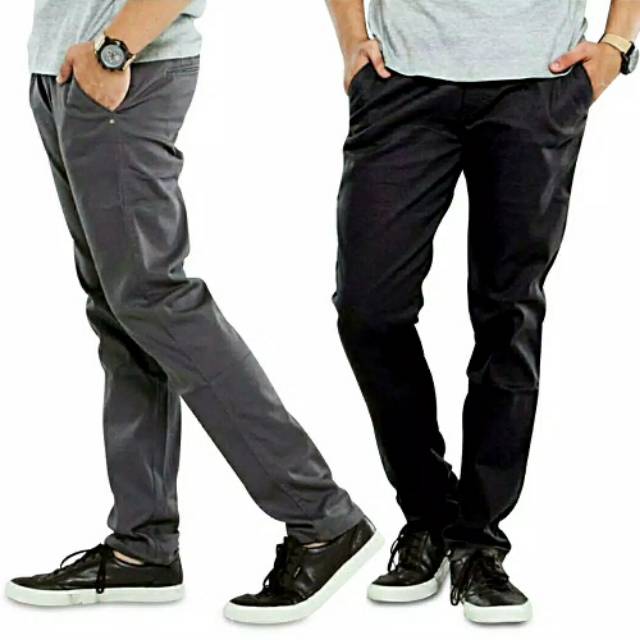 PROMO Celana Chino Pria size 27 - 36 Bahan katun twill | Celana Chino streach Cowok