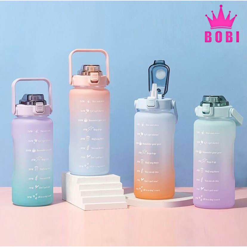 Botol Minum 2Liter Viral kode 101  - Botol Minum Motivasi - Tumbler Jumbo 2L Merk Bobi RANDOM