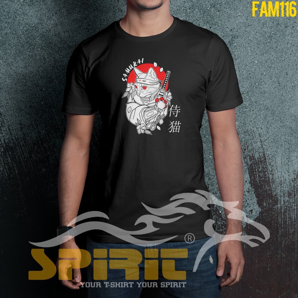 Kaos Samurai Jepang T-Shirt Tokyo Jepang Original Distro Premium Kucing Samurai