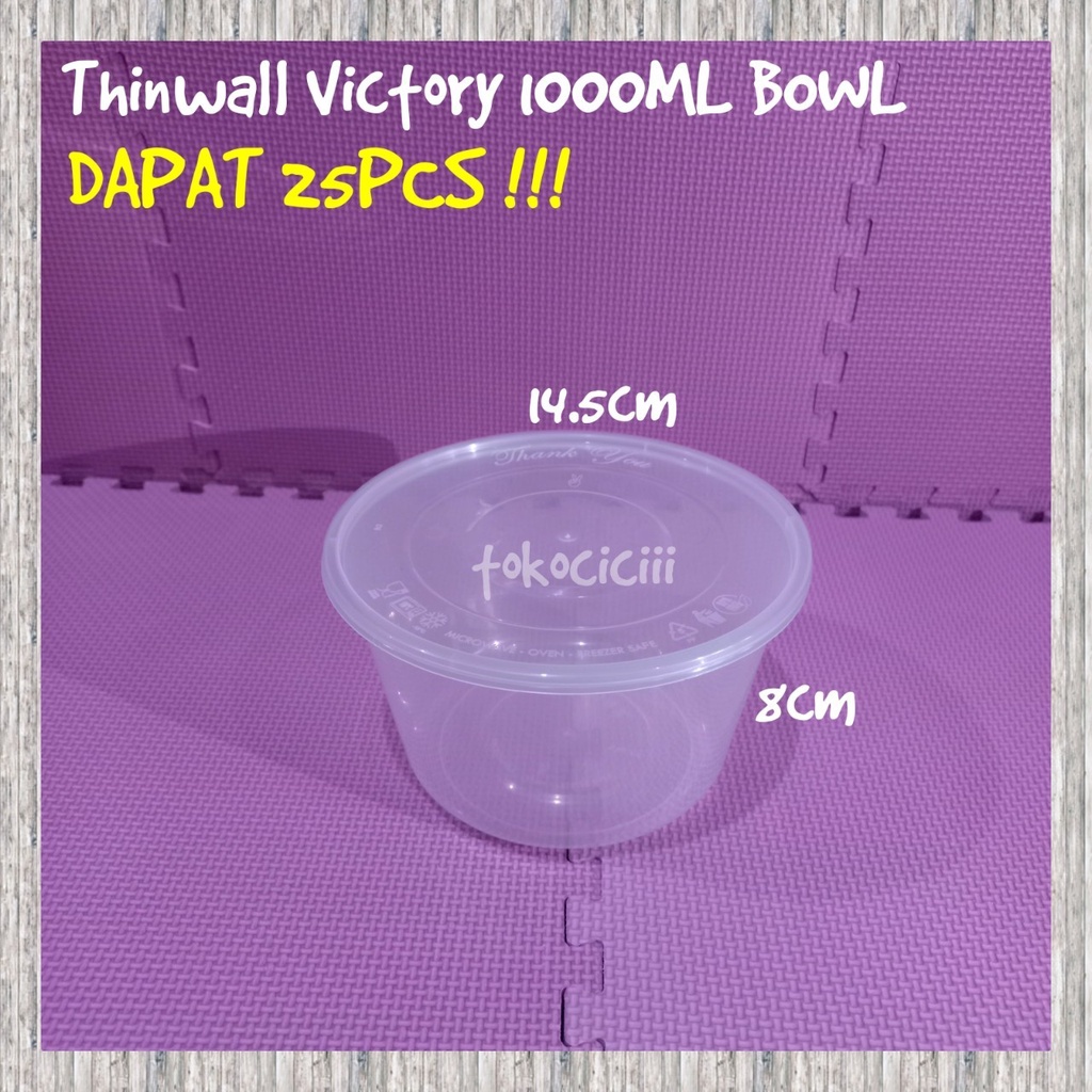 Thinwall food container 1000ml bulat bowl  victory/ Kotak Makan Bening / Mangkok plastik / Mangkok b
