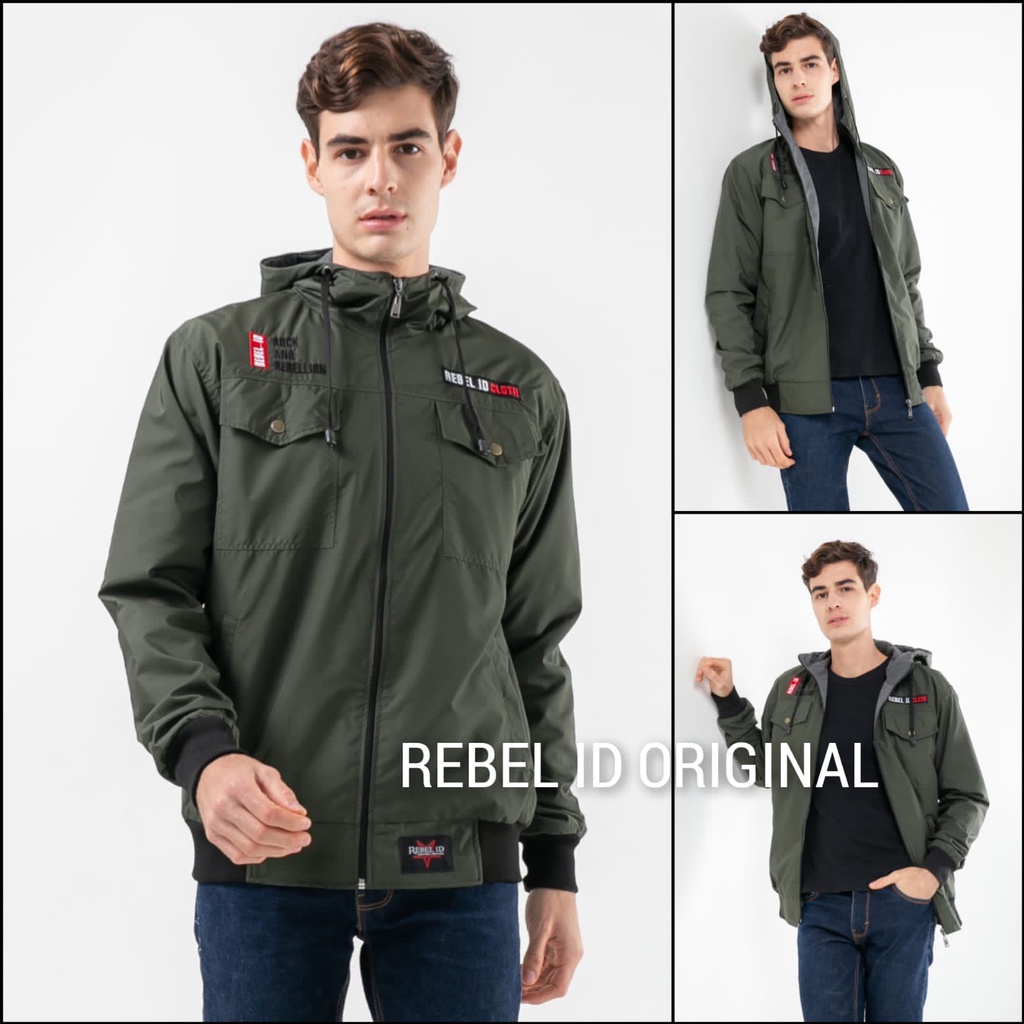 Jaket keren semi parka tahan angin waterproof original rebel id