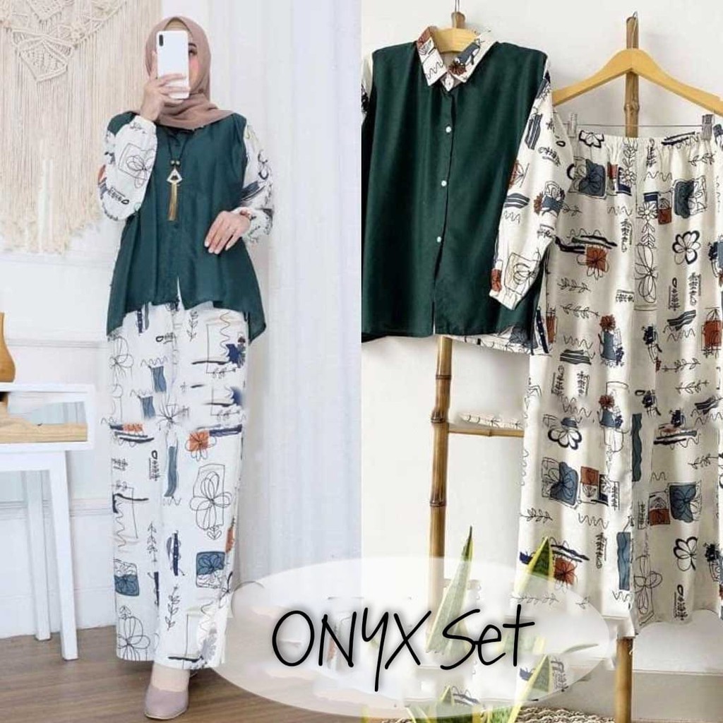 One set Rayon Viscose Busui Ld 100 - 110 Motif Kekinian-ONYX SET LD100