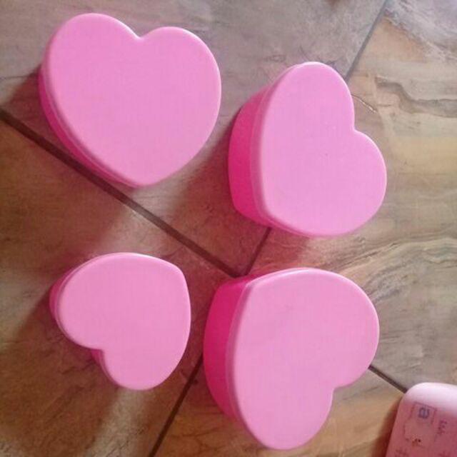 Cpm Clea Heart Lunch Box Set Of 4 Pcs / Kotak Makan Hati / Bekal Nasi/ Kotak Makan / Kotak Makan Ber