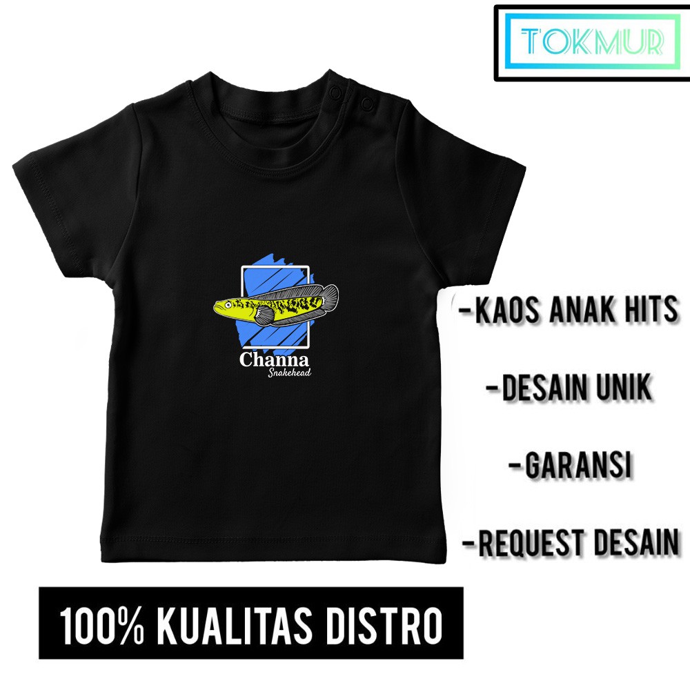 Kaos Anak Laki Laki the Predator Fish Channa Snakehead Gambar Ikan Gabus Unik Keren Kualitas Distro