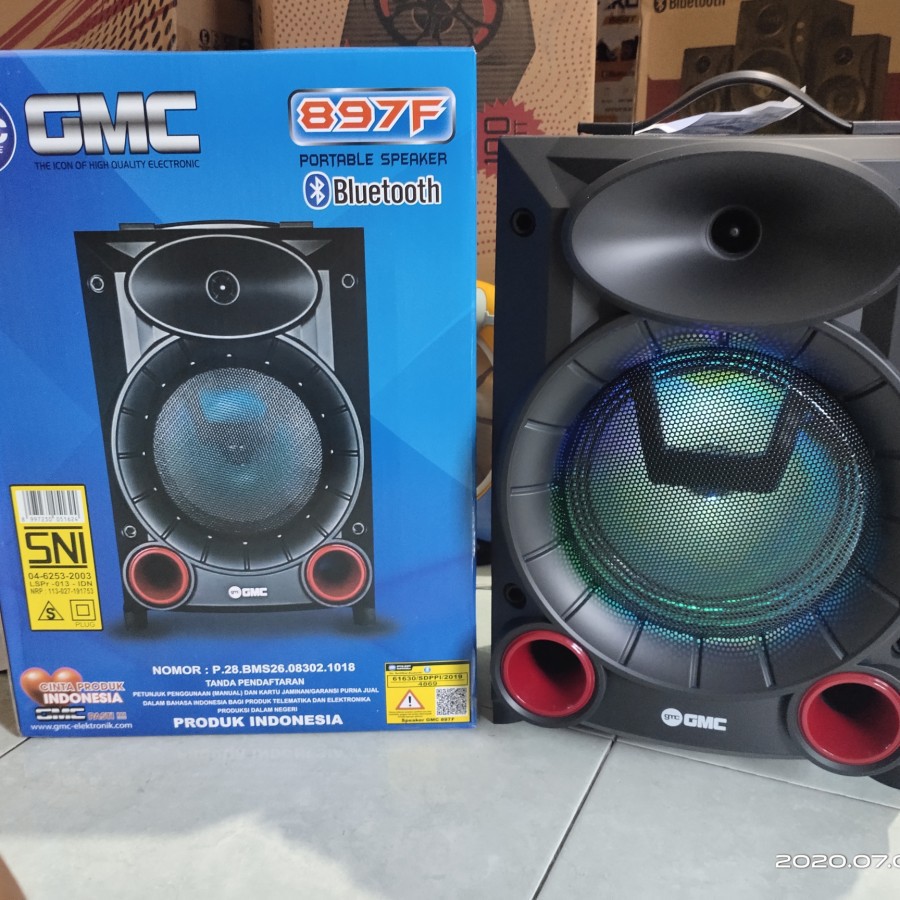 Speaker Aktif Blutooth Portable GMC 897F 7inc - ( FREE MIC + KABEL) Super woofer Bass