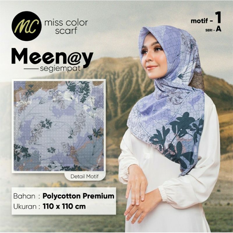 Hijab Segiempat Motif Meenay Miss Color Scarf