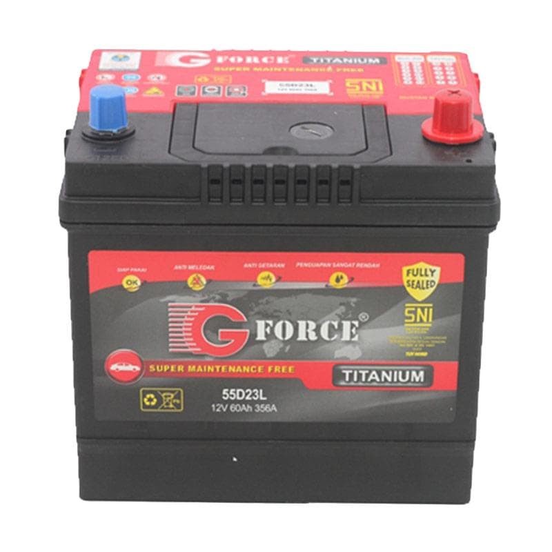 Aki Mobil GForce 55D23L, Kapasitas 60 Ah, Cocok untuk Toyota Innova dan Fortuner