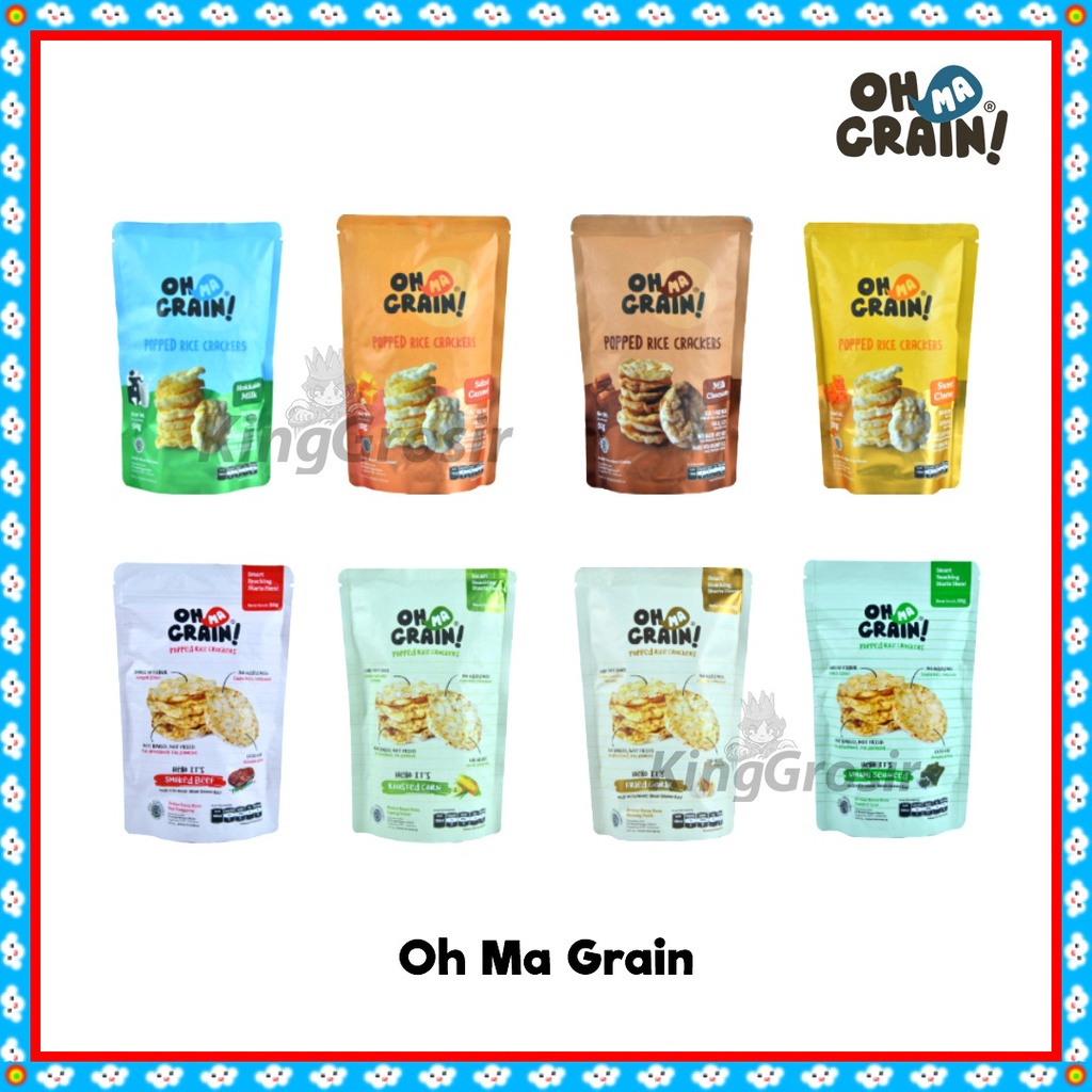 

Oh Ma Grain Popped Rice Crackers / Camilan Crackers Sehat Beras Organik