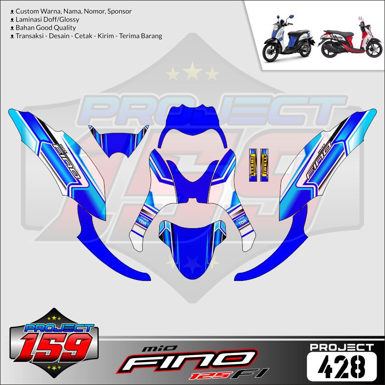 Sticker Decal Fino 125 Fi - Project 428 Neon Blue