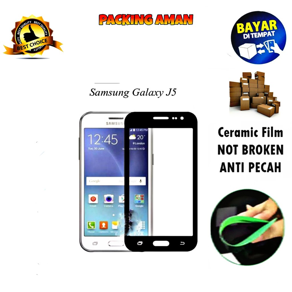 Tempered Glass Samsung Galaxy J500 J5 2015 Full Cover / Full Screen Ceramic Film Keramik Anti Gores