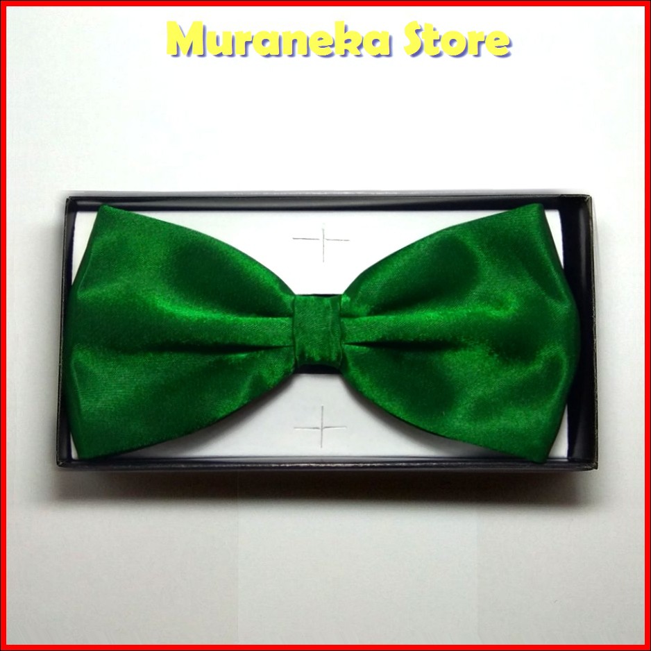 Dasi Kupu Polos Hijau Pria Pita Pakaian Kupu2 Pesta Cowok bowtie Pengantin Wedding Set Satin Wisuda