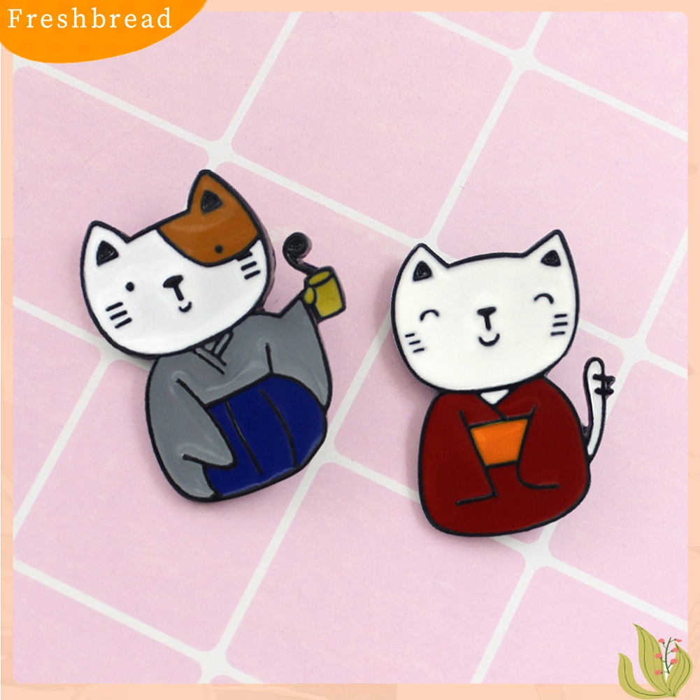 [ TERLARIS]1Pc Unisex Kimono Animal Cat Pattern Enamel Brooch Pin Clothes Badge Jewelry