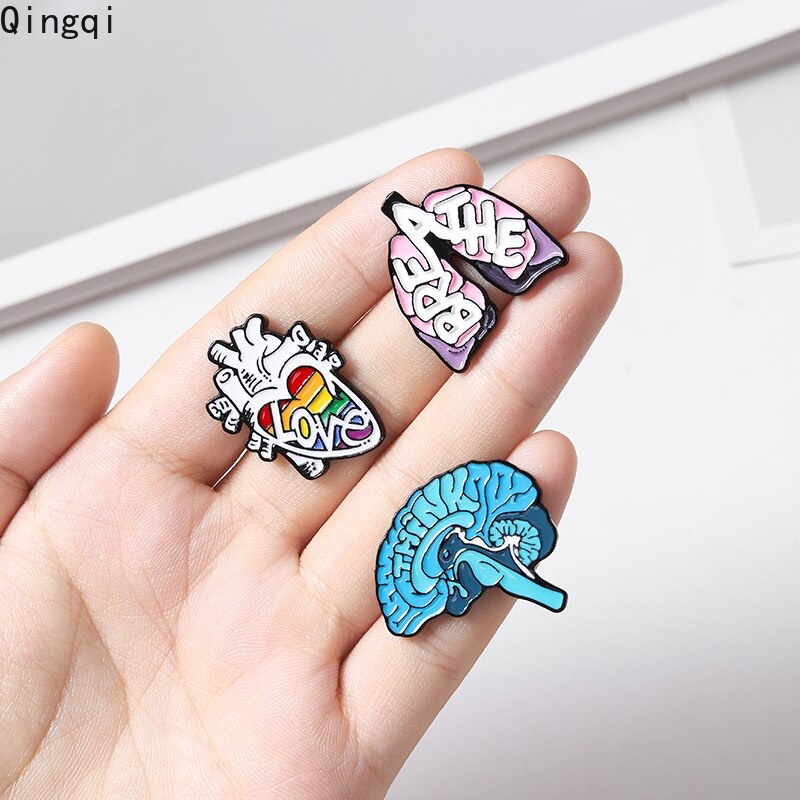 Bros Pin Enamel Bentuk Kartun Organ Tubuh Otak Hati Untuk Hadiah