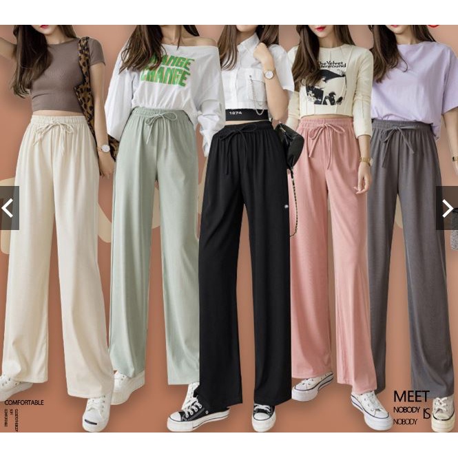 HOPYLOVY Celana Kulot Wanita High Waist Pants Korea Aneska / Celana Panjang Wanita Kulot Highwaist