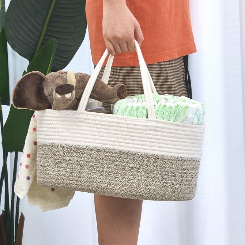 Leon Multipurpose Caddy Bag Cotton Rope Diaper Tas Perlengkapan Bayi Rajut Anyam