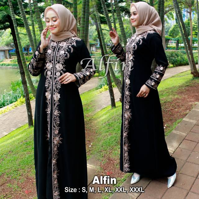 ABAYA ARAB SAUDI /GAMIS JET BLACK IMPORT