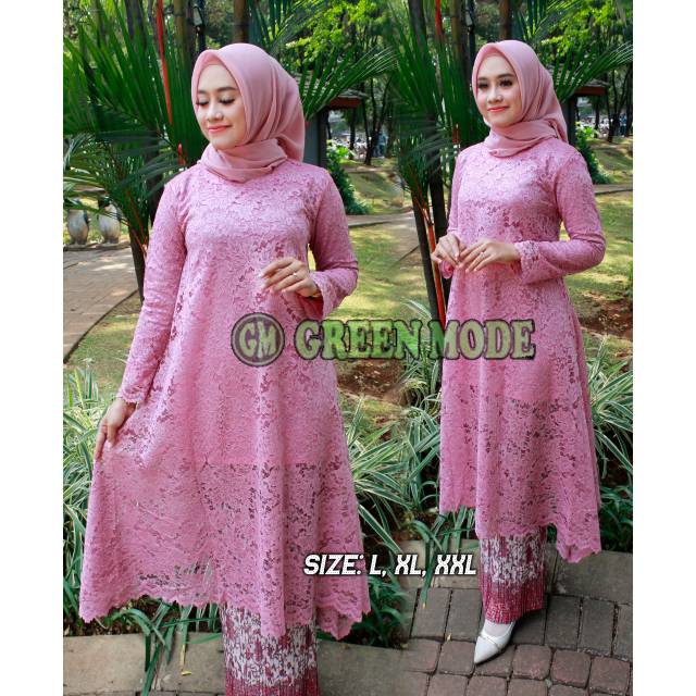 Set kebaya brokat semi gamis umbrella kebaya moderen