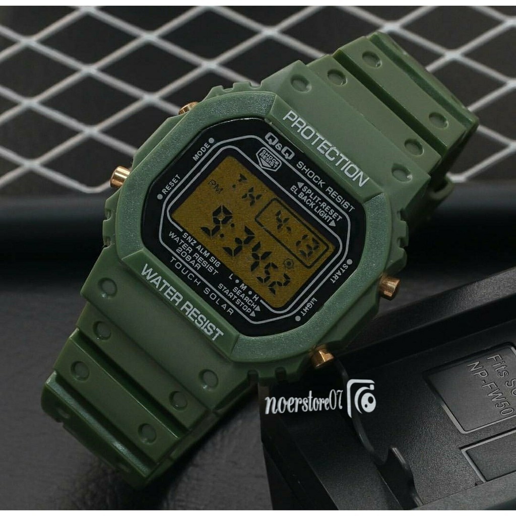 JAM TANGAN TERBARU QNQ QQ Q Q DIGITAL GLS 5600 HIJAU ARMY