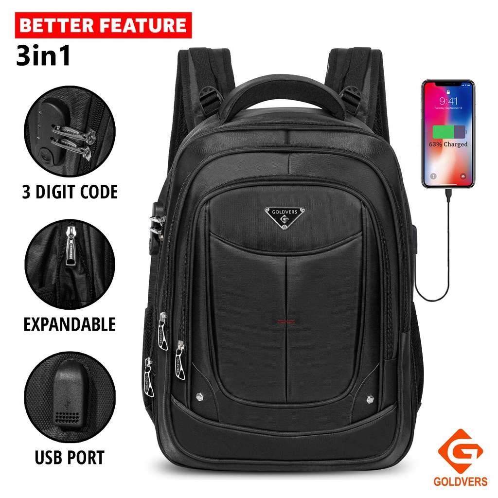 Tas Ransel POLO GOLDVERS 18 INCH Pria Tas SEKOLAH KULIAH Tas POLO IMPORT FREE RAINCOVER SLOT LABTOP