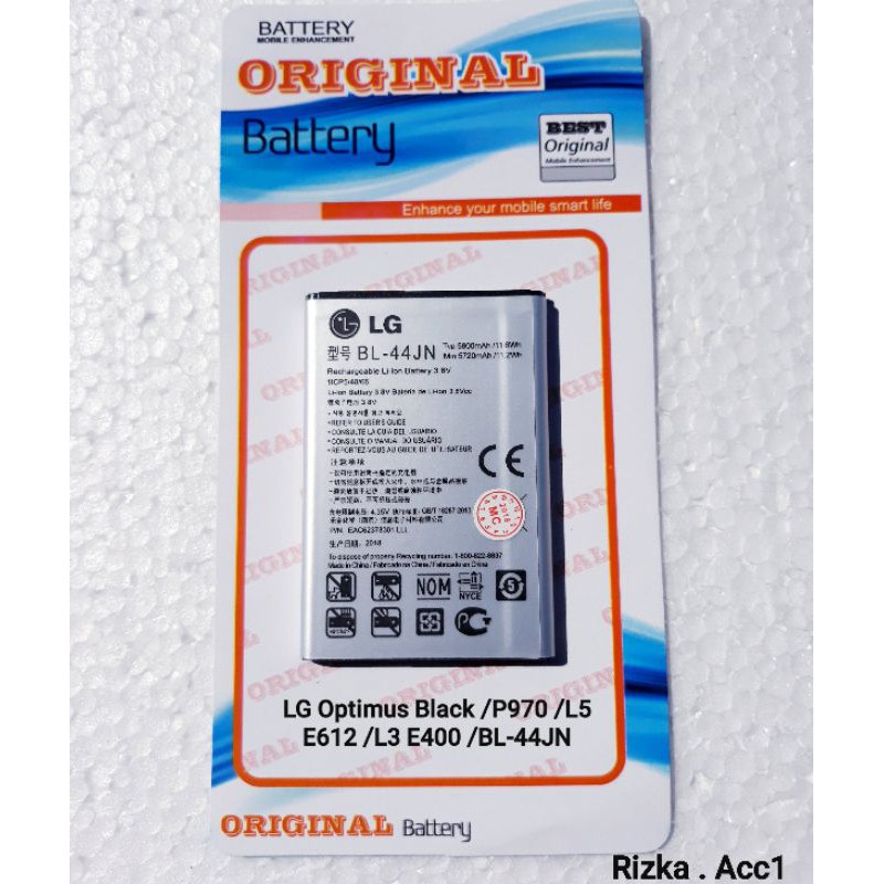 Batre Batere Baterai LG Optimus Black P970 L5 E612 L3 E400 BL-44JN BL44JN Original Battery Hp