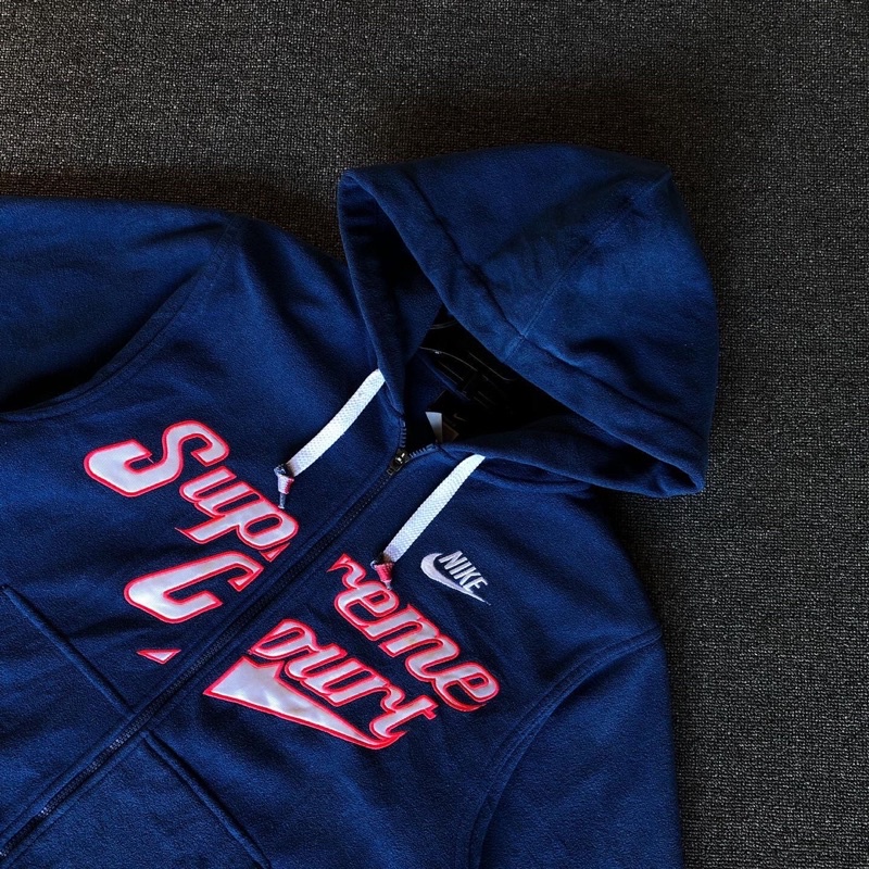 hoodie zipper nike supreme court blue with 3 tone tebal second original